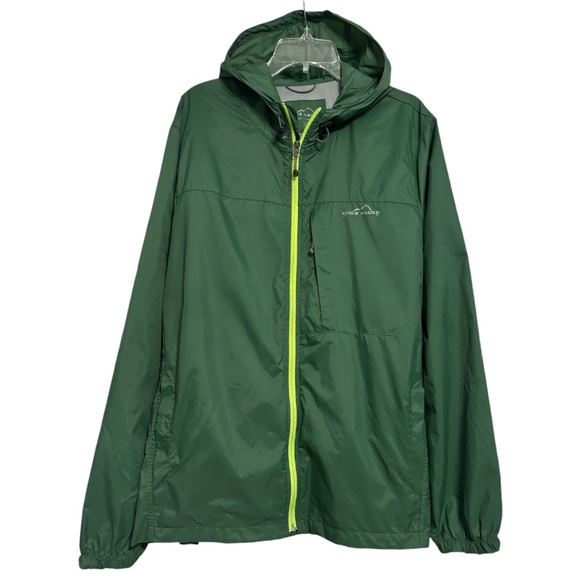 Eddie Bauer Wind Jacket Hooded Lightweight Packable Hood Coat Green Grey Men 2XL - Picture 3 of 13